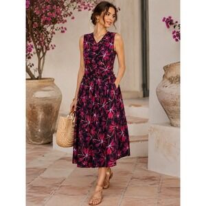 Ulla Johnson MIMI Floral Midi Dress S Sleeveless Ruched Cotton Pink Black $450